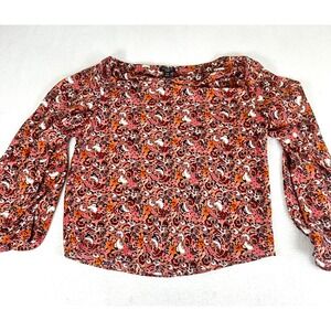 Ann Taylor Factory Blouse Womens XXSP Pink Floral Lightweight Boho FREE SHIPPING